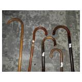 5 ANTIQUE WOODEN WALKING CANES