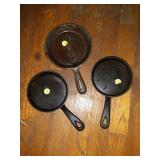 3 SMALL CAST IRON SKILLETS