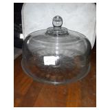 VINTAGE HEAVY GLASS PEDESTAL CAKE PLATE W/ COVER