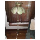 ANTIQUE FLOOR LAMP W/ GREEN SLAG GLASS SHADE