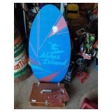 2 VINTAGE LIDDED WOODEN BOXES & ALVINS ISLAND