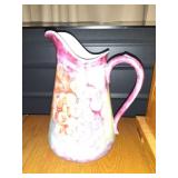 BEAUTIFUL ANTIQUE HAND PAINTED PORCELAIN PITCHER