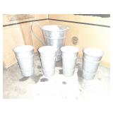 ALUMINUM MID CENTURY PITCTCHER & 4 TUMBLERS