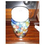 FRUIT JAR FULL OF OLD MARBLES