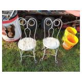 2 OLD SODA FOUNTAIN WROUGHT IRON CHAIRS