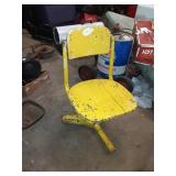 ANTIQUE WOOD & CAST IRON CHILDS SWIVEL CHAIR