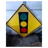 LARGE CAUTION STOP LIGHT AHEAD SIGN 36X36