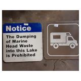 BROWN & WHITE CAMPER SIGN & NOTICE DUMPING SIGN