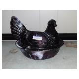 VINTSAGE WEST MORELAND PURPLE SLAG GLASS HEN