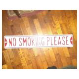 NO SMOKING PORCELAIN STREET SIGN 32X 6