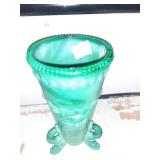 GREEN JADEITE SLAG GLASS VASE 9", WESTMOORELAND