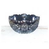 BEAUTIFUL L.E. SMITH GREEN CARNIVAL GLASS BOWL