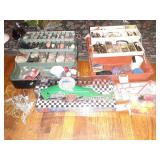 LARGE BOBBY LAKONTE METAL FISH W/ 2 VINTAGE TACKLE