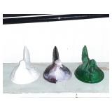 3 LARGE HEN ON NEST LIDS GREEN SLAG