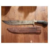 VINTAGE PHILIPPINES WWII ERA BOWIE KNIFE & LEATHER