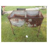 ANTIQUE DOUBLE POT BELLY WASH TUB STAND