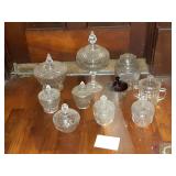 LARGE LOT OF CUT GLASS CANDTY DISHES, CONDIMENT