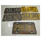 5- 1940,41,42,46 IND LICENSE PLATES