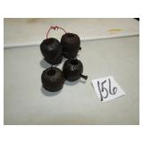 2 PAIRS DURBIN CAST IRON HORN WEIGHTS 1/2 & I LB