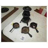 4 PIECES MINIATURE CAST IRON
