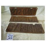 2- ILL 1923 ; 1- ILL 1927 LICENSE PLATES 41/2 X13