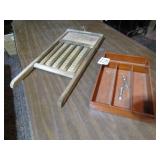 VINTAGE COPPER WASH BOARD; DIVIDER TRAY