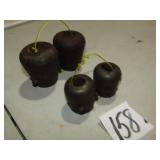 2 PAIRS OF CAST IRON HORN WEIGHTS