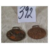 2- MARION POWER SHOVEL CO WATCH FOBS