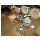 TRIPLE OVERHEAD VANITY LIGHT; BIRD HOUSE; MORE