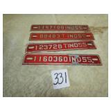 4- IND. 1955 LICENSE PLATE STRIPS