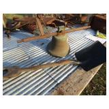BUSTED BRASS BELL W/ DIGGER ;SHOVEL