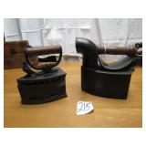 2 CHARCOAL SAD IRONS -ONE W/ BIRD