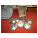 7- HUB CAPS -INTERNATIONAL, VW; WOODEN BOX - PICKP