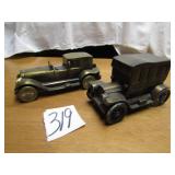 2 BRONZE CAR BANKS