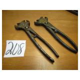 2- VINTAGE CI DOUBLE HOG RINGERS W/ PAT. DATE 1880