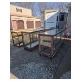 3- 8 FT OAK SHOW CASES W/ GLASS FRONT & TOP,