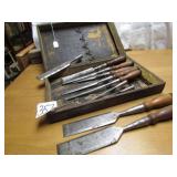 SET C.E.JENNINGS 10 WOOD CHISELS W/ WOOD CASE