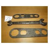 3 FORD WRENCHES  - ONE W/ GAS TANK MEASURE MARKS