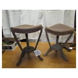 2 METAL MILKING STOOLS -ONE W/ STAR CUT OUT