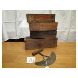4 ADVERTISING CHEESE BOXES ; VEG. CHOPPER