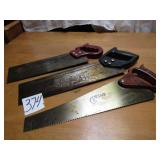 3- MITER SAWS W/ BAKEALITE HANDLES