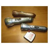 3 VINTAGE FLASH LIGHTS - ONE IS COPPER
