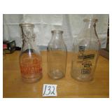 3- MILK BOTTLES- PRODUCERS CREAMERY OLNEY IL , '