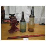 VINTAGE JACK ; 2 OIL BOTTLES W/ SPOUTS