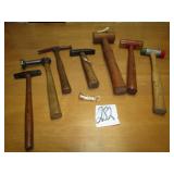 4 VINTAGE MINI HAMMERS ; 3 MALLETS