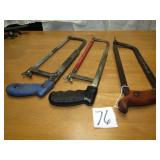 3- VINTAGE HACK SAWS -GREAT NECKS,S H CO