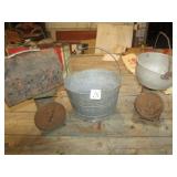 GALV. BUCKET ;2 SCALES ; MORE