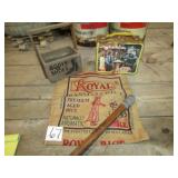 TIRE BAT ; RICE BAG; MARK & MINDY LUNCH PAIL