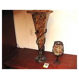 WROUGHT IRON VASES W/ CORKS