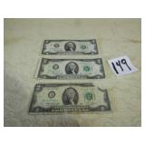 3-1976 $2 NOTES ONE HAS CORNER TORE OFF